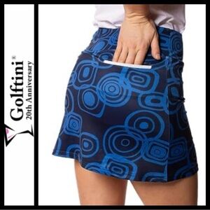 NWT Golftini Eager Eyes Blue Patterned Skort